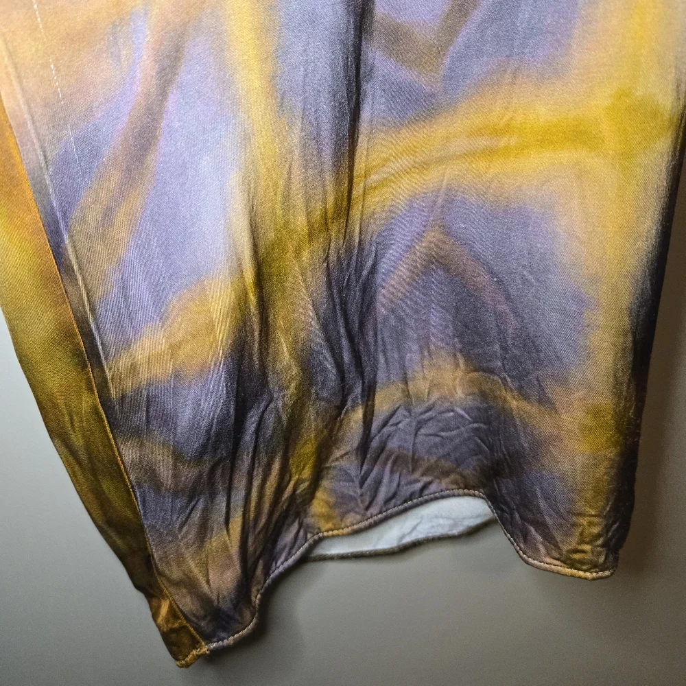 Zara Women's Brown And Purple Tie-Dye Wide Leg Pants Size XXL Pockets Zip Close - Picture 5 of 15